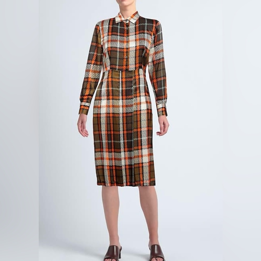 CALIBAN. MIDI DRESS. US size 8. Brown multi